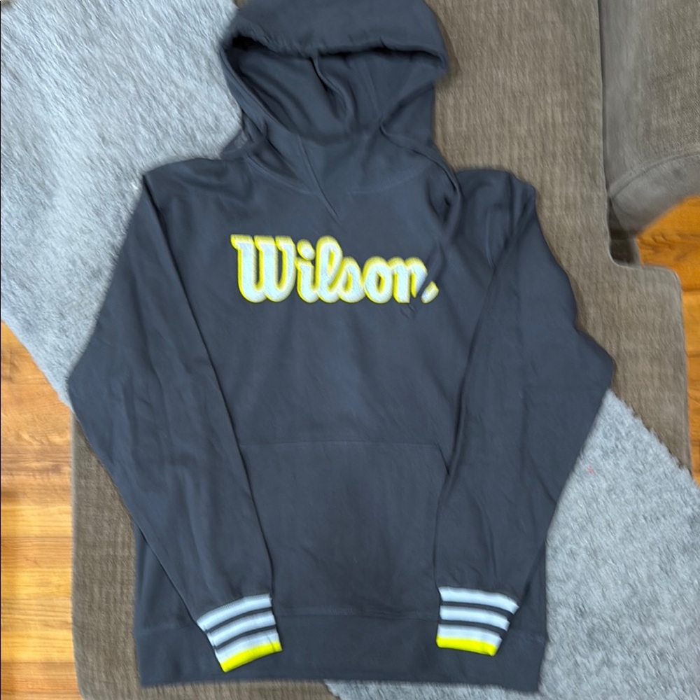 Wilson Dark Grey Hoodie with Yellow and White Stripes Size XL NWOT